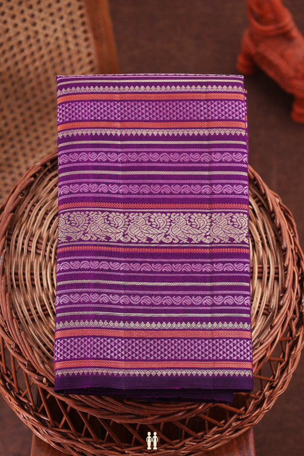 Kanchipuram Silk Saree In Purple With Jacquard Pattern