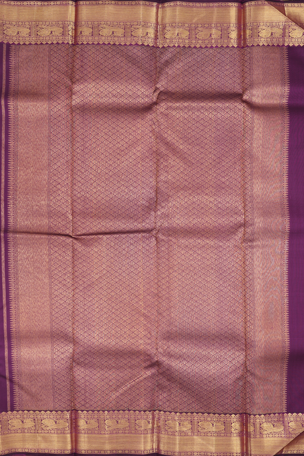 Kanchipuram Silk Saree In Purple With Jacquard Pattern