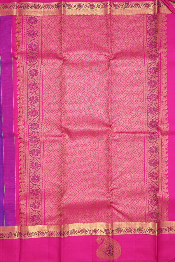 Kanchipuram Silk Saree In Purple With Jacquard Pattern