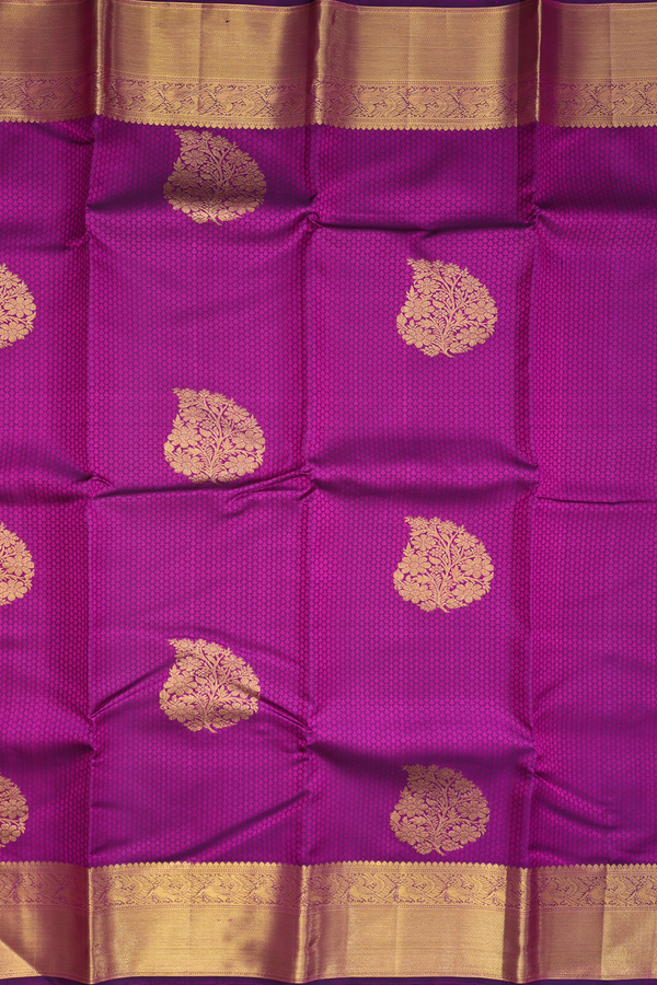 Kanchipuram Silk Saree In Purple With Jacquard Pattern