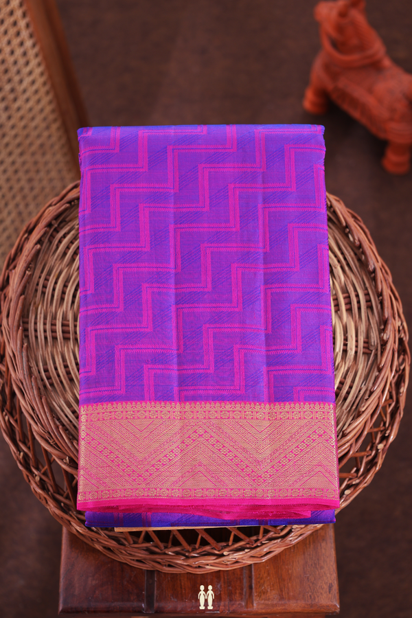 Kanchipuram Silk Saree In Purple With Jacquard Pattern