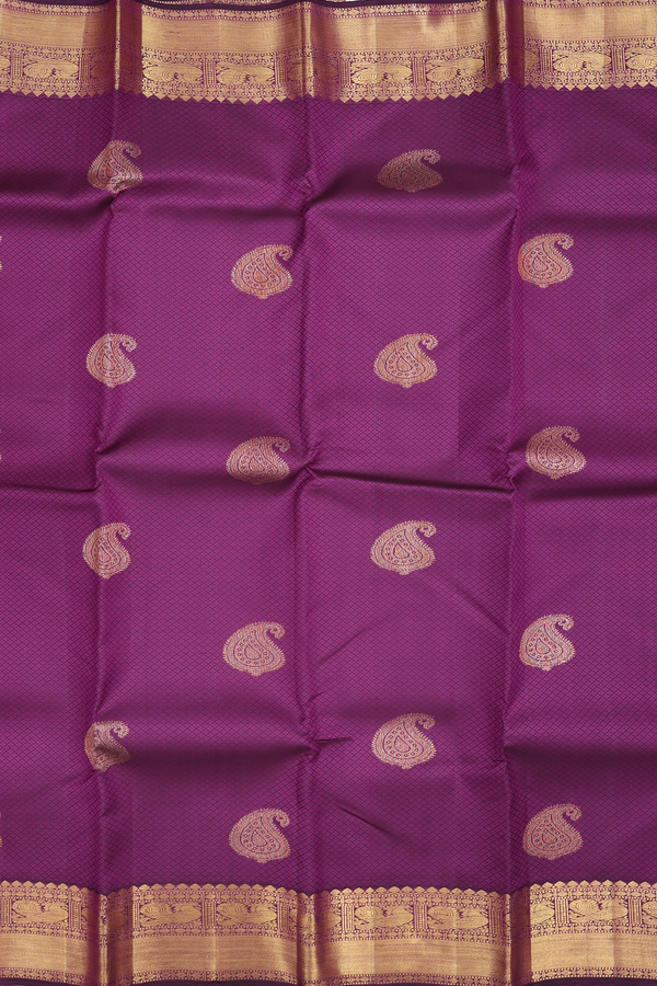 Kanchipuram Silk Saree In Purple With Jacquard Pattern