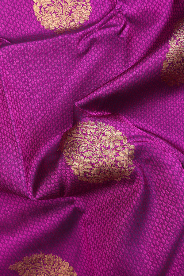 Kanchipuram Silk Saree In Purple With Jacquard Pattern