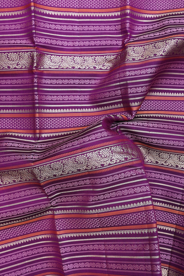 Kanchipuram Silk Saree In Purple With Jacquard Pattern
