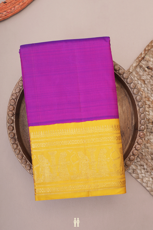 Kanchipuram Silk Saree In Purple With Korvai Border
