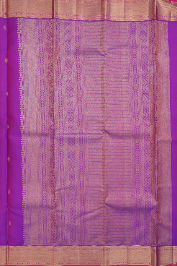 Kanchipuram Silk Saree In Purple With Paisley Buttis