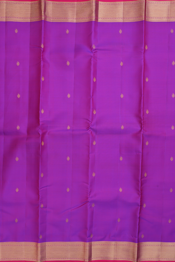 Kanchipuram Silk Saree In Purple With Paisley Buttis
