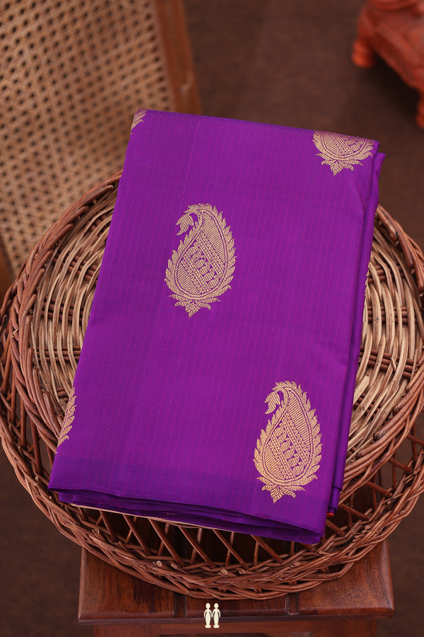 Kanchipuram Silk Saree In Purple With Paisley Motifs