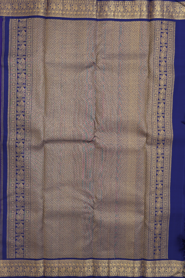 Kanchipuram Silk Saree In Purple With Peacock Buttas