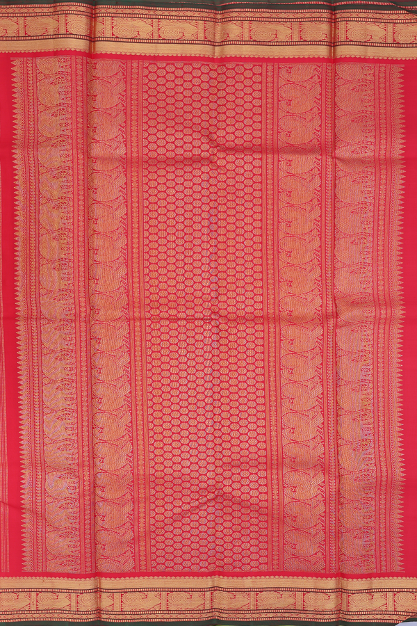 Kanchipuram Silk Saree In Purple With Peacock Buttas