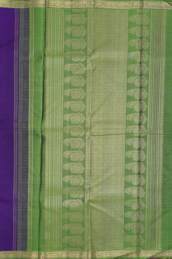 Kanchipuram Silk Saree In Purple With Peacock Buttas