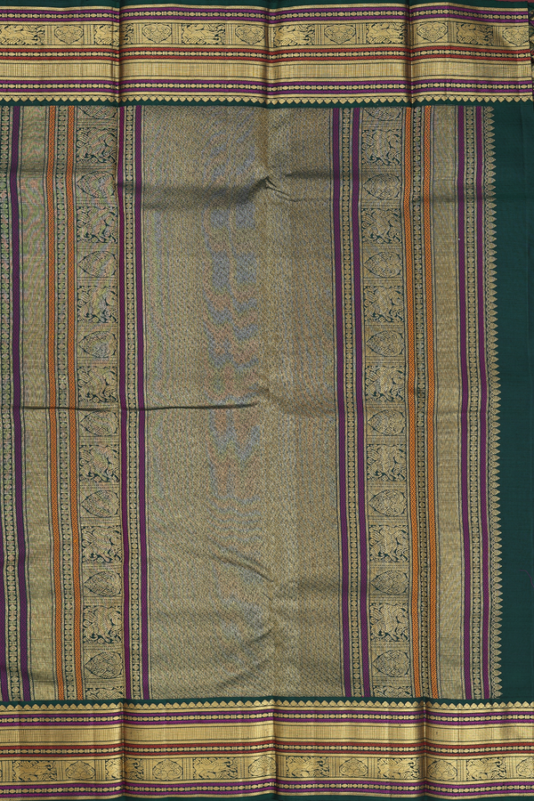 Kanchipuram Silk Saree In Purple With Peacock Buttas