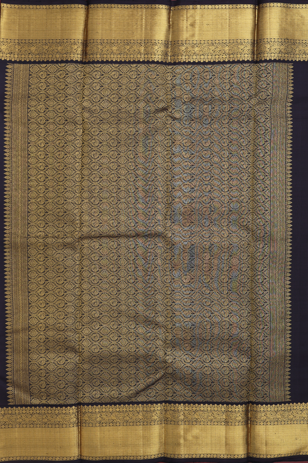 Kanchipuram Silk Saree In Purple With Peacock Buttas