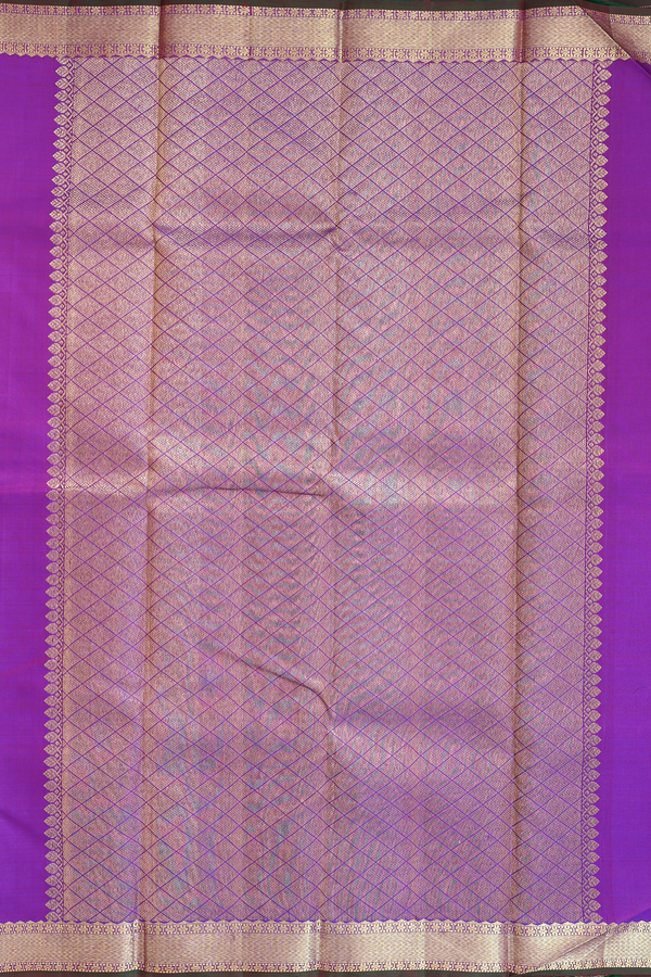 Kanchipuram Silk Saree In Purple With Peacock Buttas