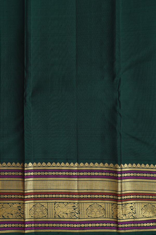 Kanchipuram Silk Saree In Purple With Peacock Buttas