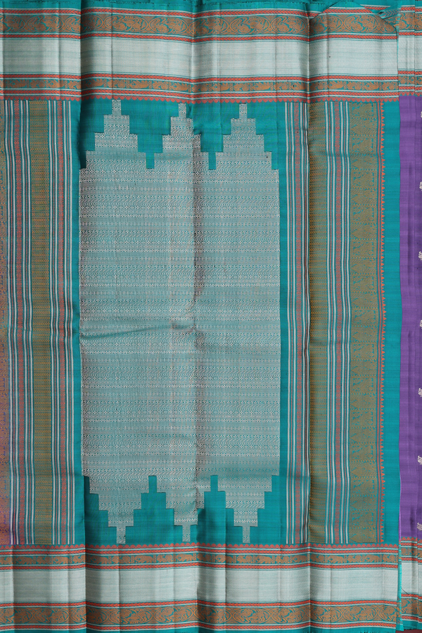 Kanchipuram Silk Saree In Purple With Peacock Buttas