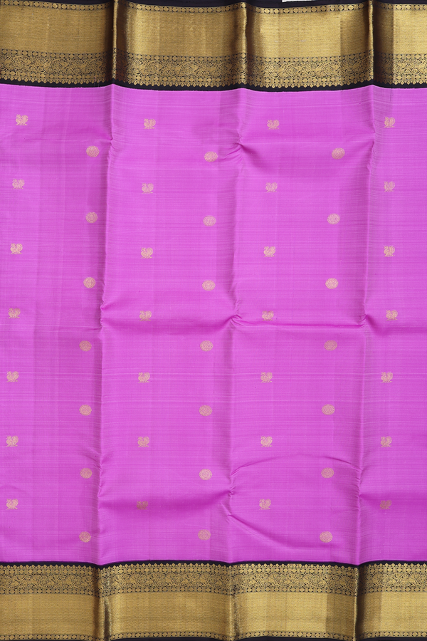 Kanchipuram Silk Saree In Purple With Peacock Buttas