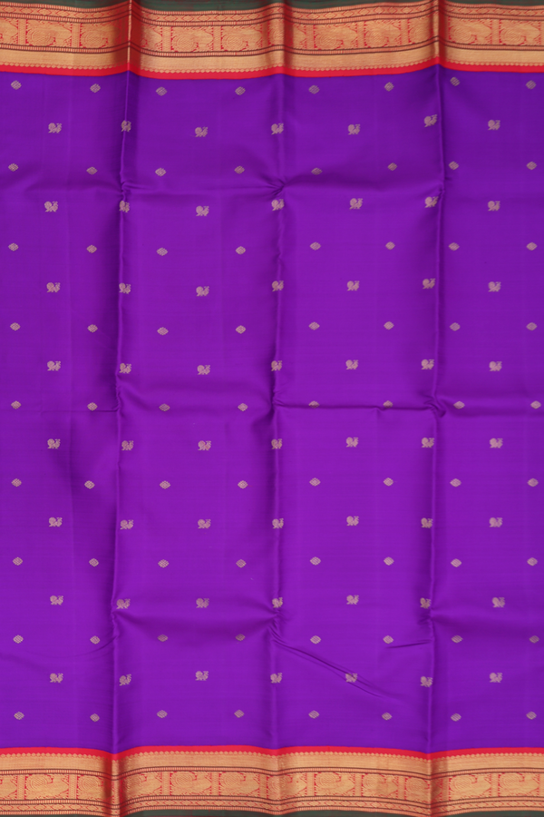 Kanchipuram Silk Saree In Purple With Peacock Buttas