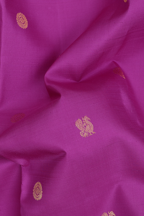 Kanchipuram Silk Saree In Purple With Peacock Buttas