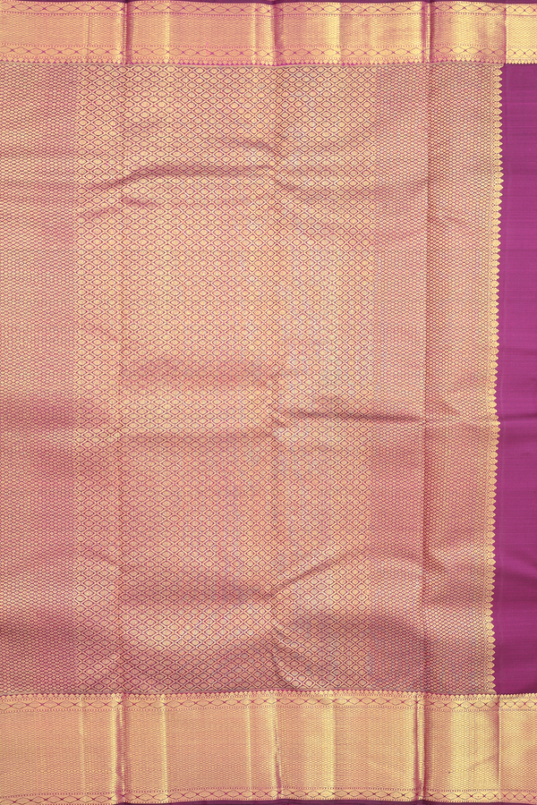 Kanchipuram Silk Saree In Plum Purple With Peacock Design