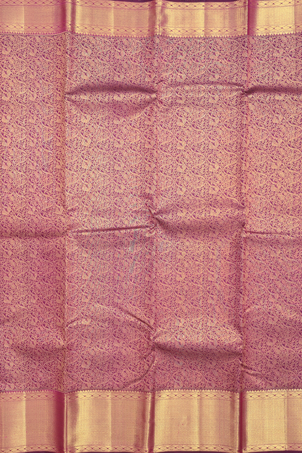 Kanchipuram Silk Saree In Plum Purple With Peacock Design