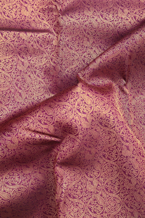 Kanchipuram Silk Saree In Plum Purple With Peacock Design