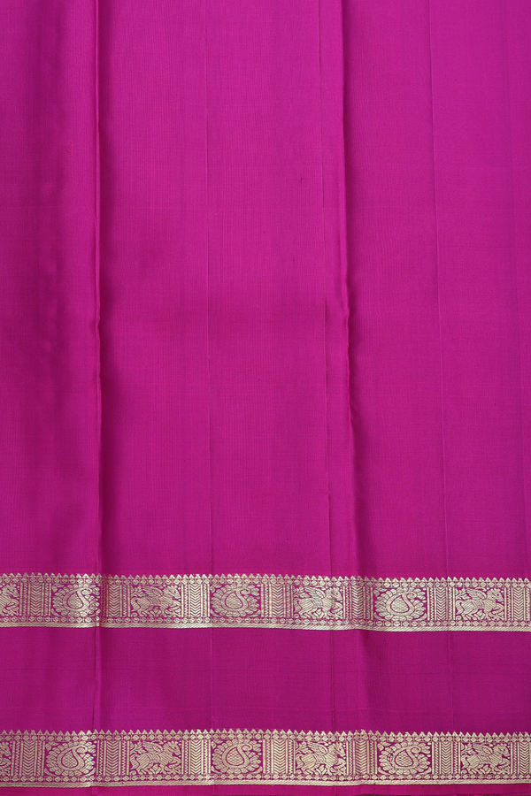 Kanchipuram Silk Saree In Purple With Peacock Elephant Buttas