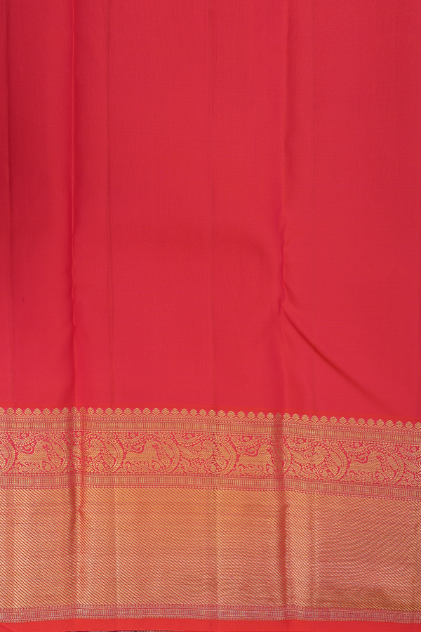 Kanchipuram Silk Saree In Purple With Peacock Elephant Design