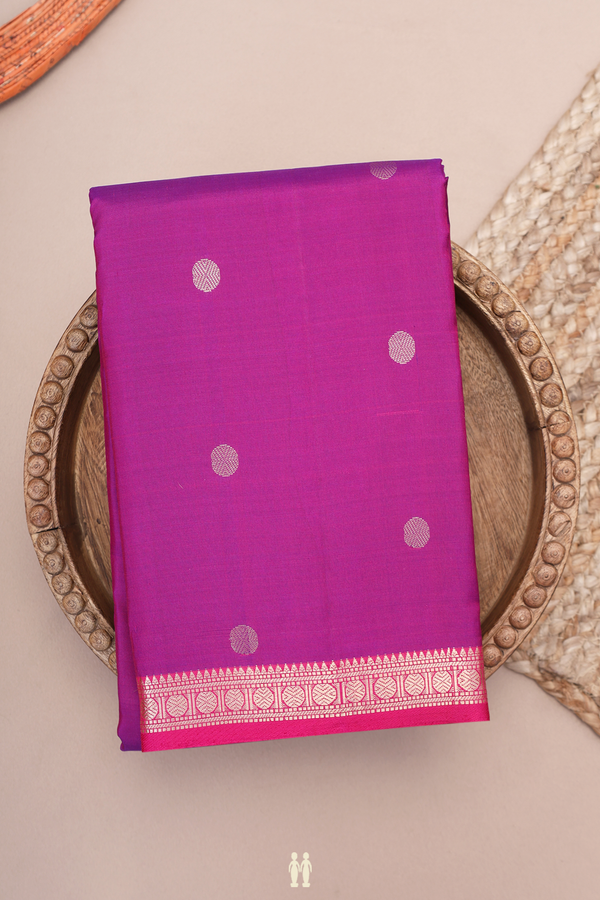 Kanchipuram Silk Saree In Purple With Rudraksh Buttas