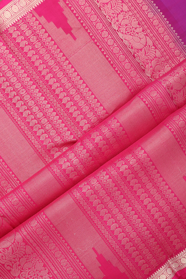 Kanchipuram Silk Saree In Purple With Rudraksh Buttas
