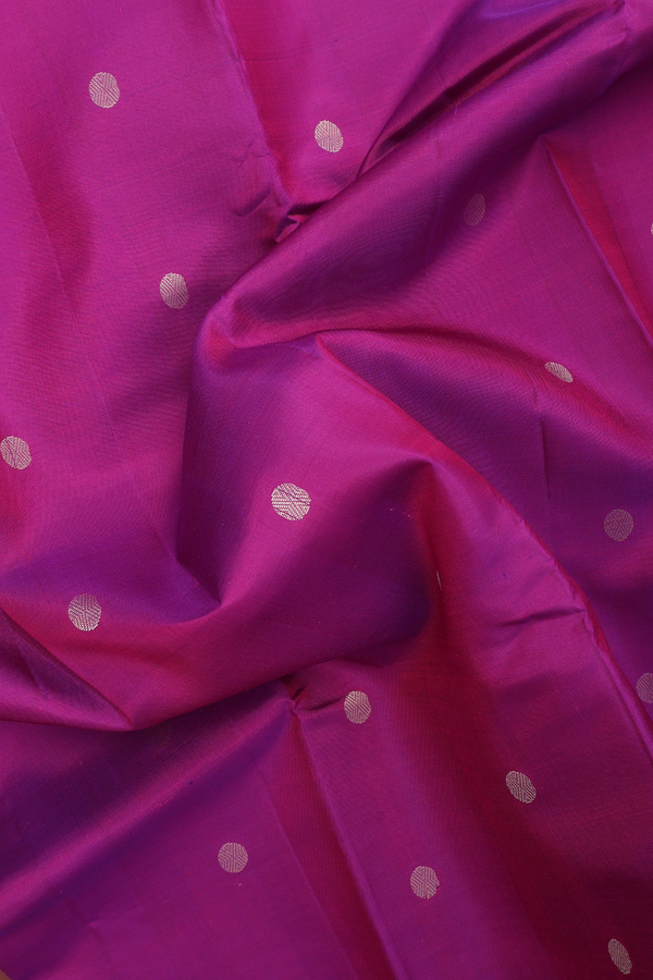 Kanchipuram Silk Saree In Purple With Rudraksh Buttas