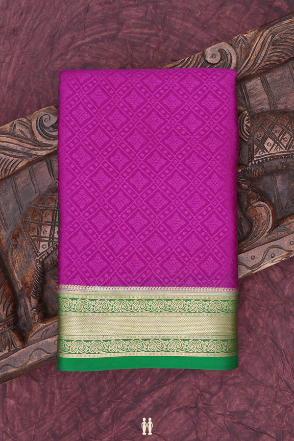 Mysore Silk Saree In Purple With Self Design