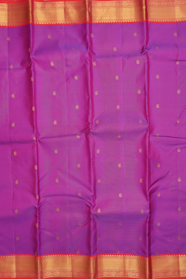 Kanchipuram Silk Saree In Purple With Stripes Along Buttas