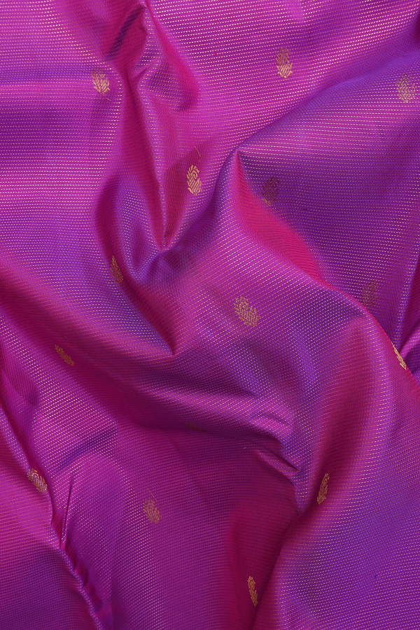 Kanchipuram Silk Saree In Purple With Stripes Along Buttas