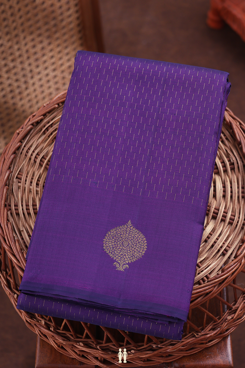 Kanchipuram Silk Saree In Purple With Stripes Design
