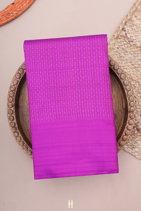 Kanchipuram Silk Saree In Purple With Stripes Design
