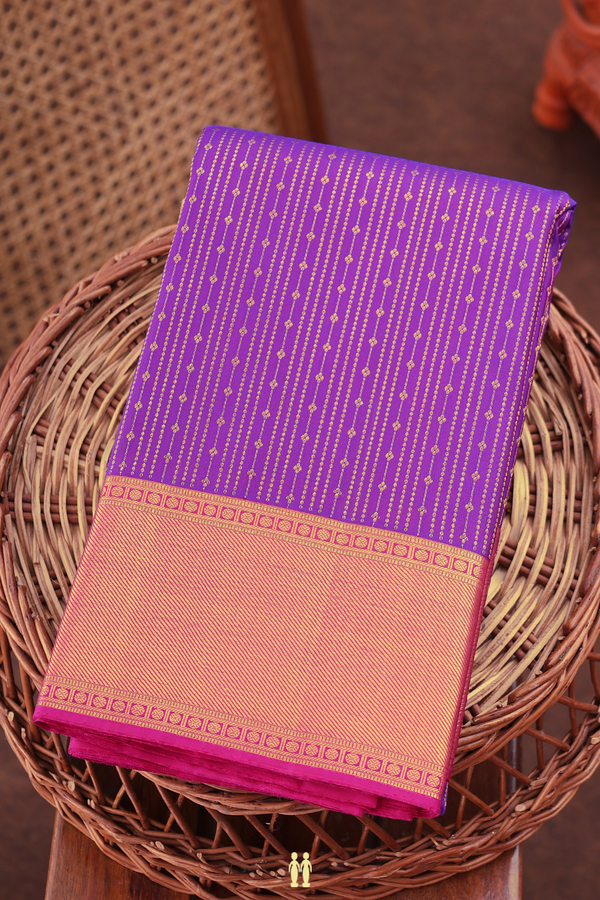Kanchipuram Silk Saree In Purple With Stripes Design