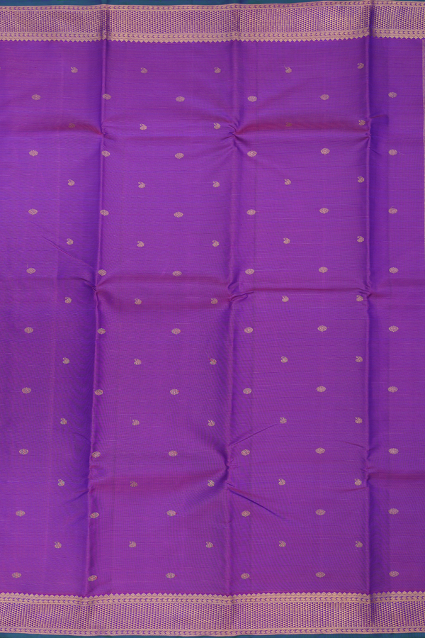 Kanchipuram Silk Saree In Purple With Stripes Design