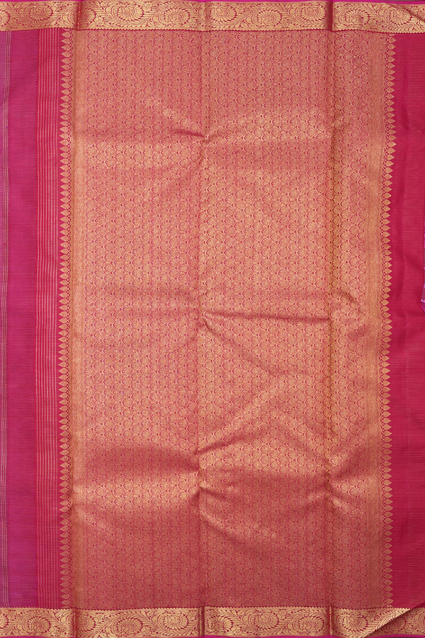 Kanchipuram Silk Saree In Purple With Stripes Design