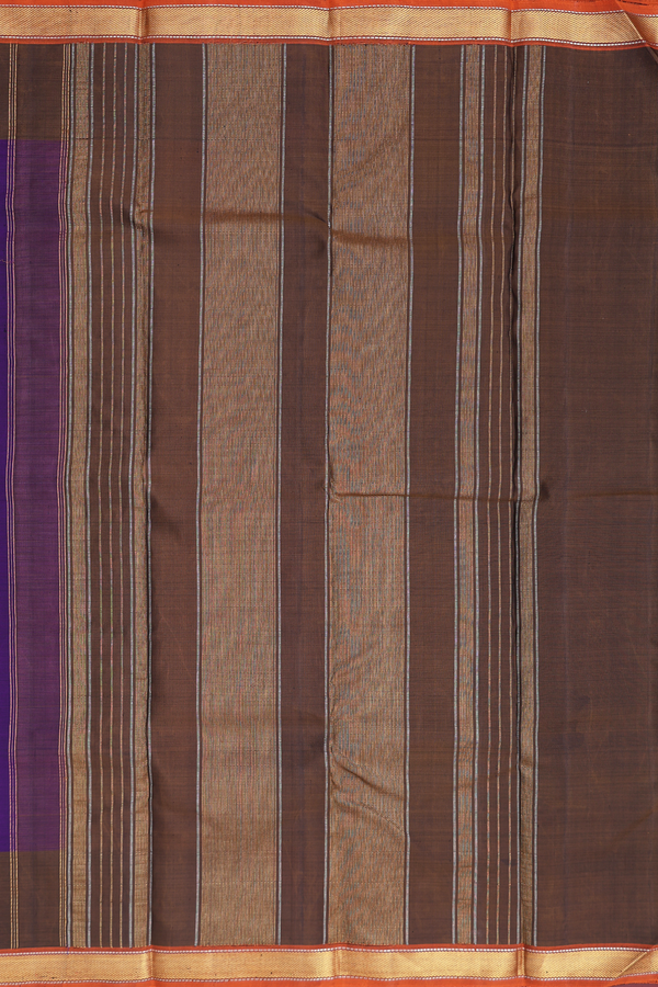 Kanchipuram Silk Saree In Purple With Stripes Design