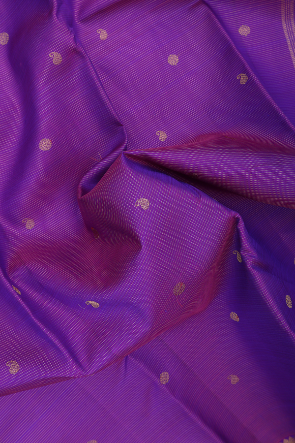 Kanchipuram Silk Saree In Purple With Stripes Design