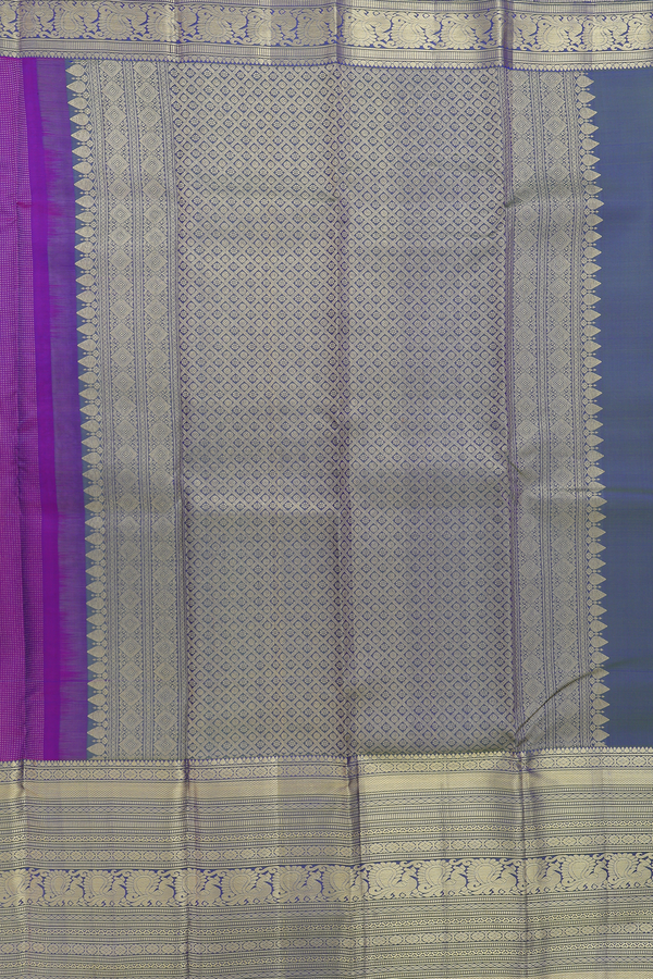Kanchipuram Silk Saree In Purple With Stripes Design