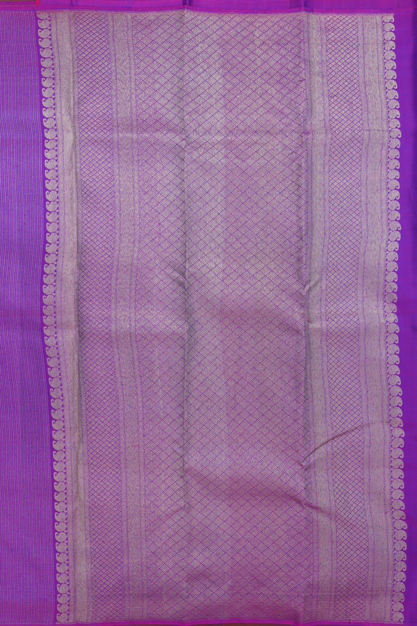 Kanchipuram Silk Saree In Purple With Stripes Design