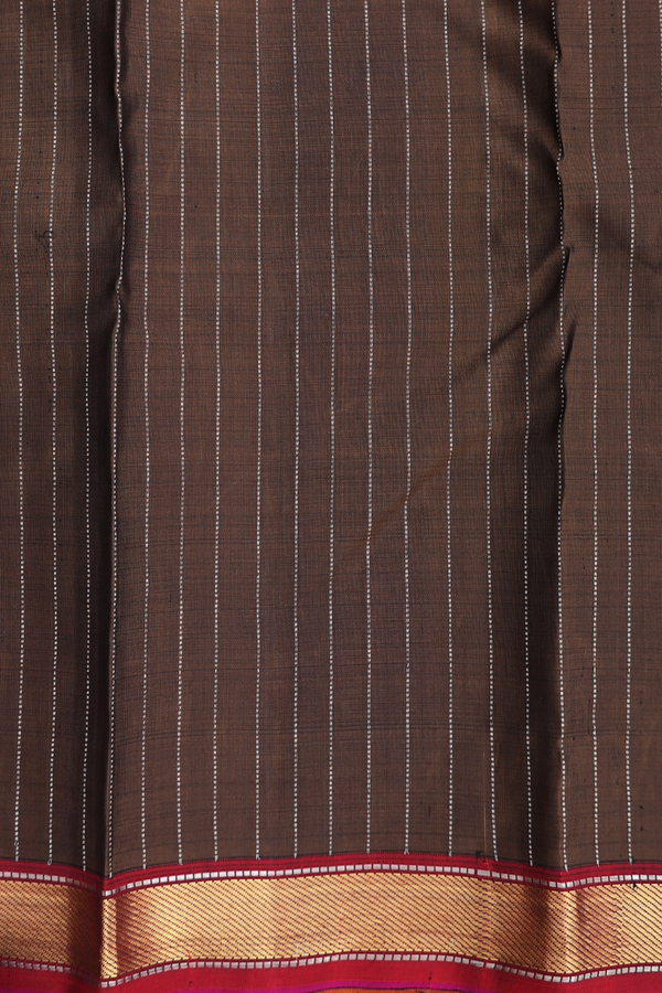 Kanchipuram Silk Saree In Purple With Stripes Design