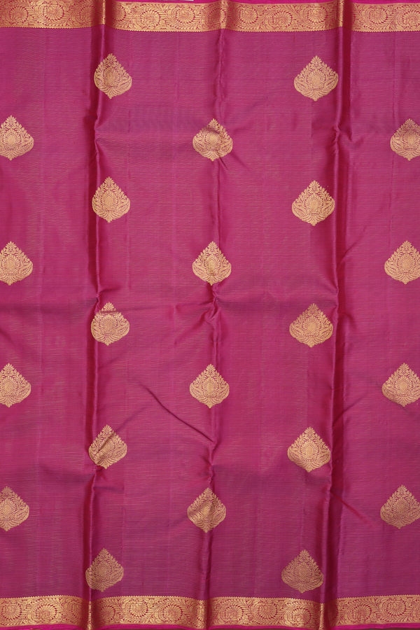 Kanchipuram Silk Saree In Purple With Stripes Design