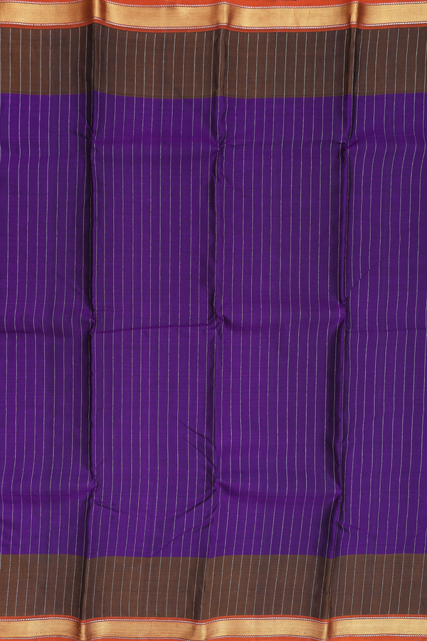 Kanchipuram Silk Saree In Purple With Stripes Design