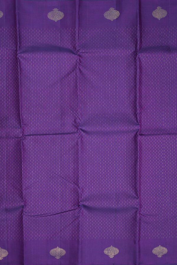 Kanchipuram Silk Saree In Purple With Stripes Design