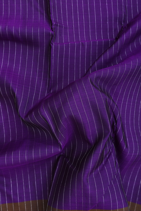 Kanchipuram Silk Saree In Purple With Stripes Design