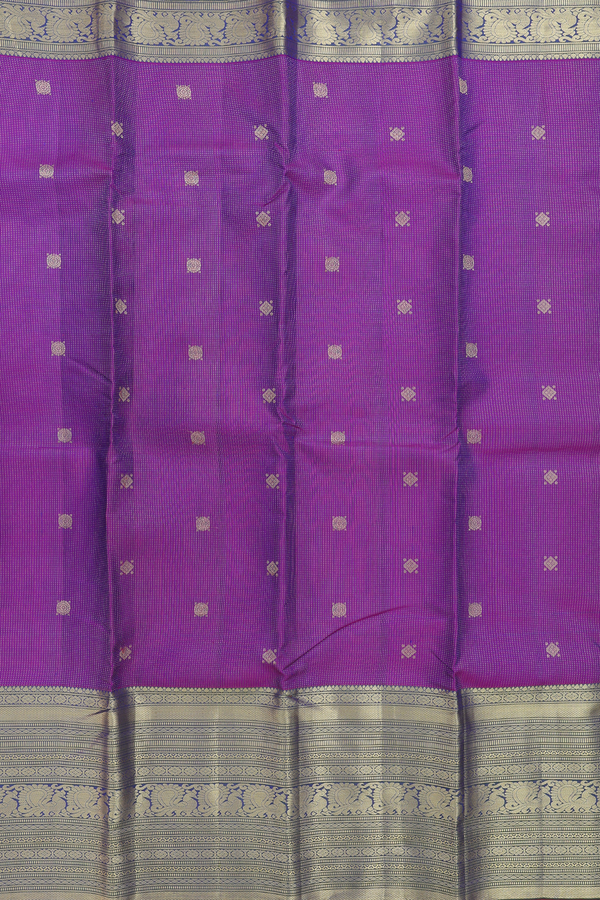 Kanchipuram Silk Saree In Purple With Stripes Design