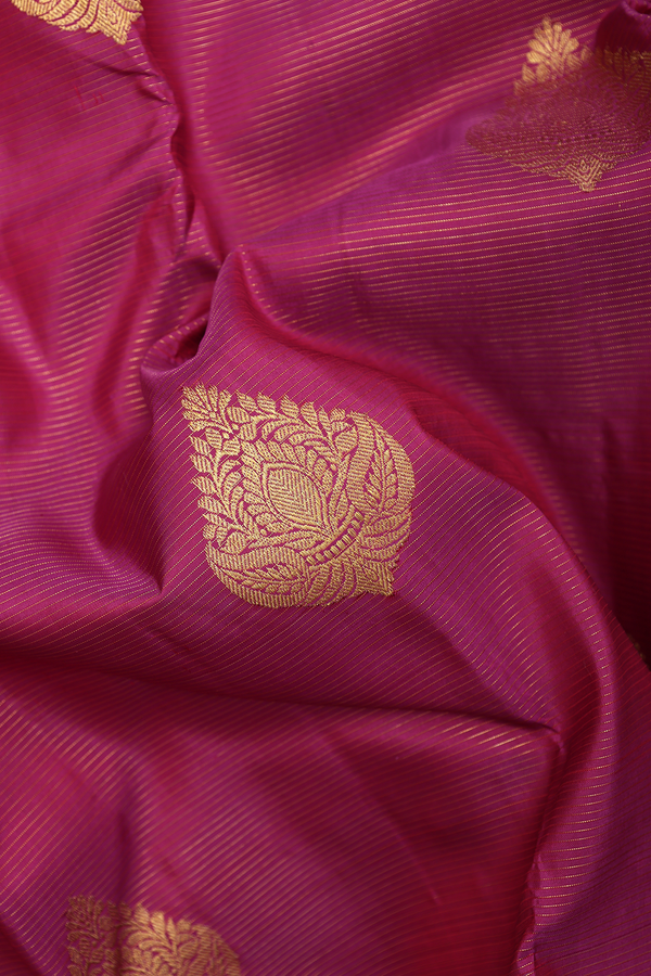 Kanchipuram Silk Saree In Purple With Stripes Design